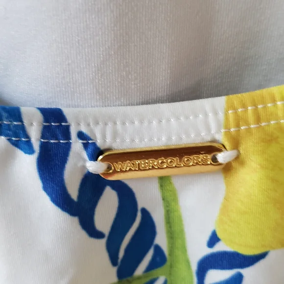 Kenny Flowers Swimsuit Womens L White Positano Lemon Print One Piece Cutout Swim - Picture 4 of 8